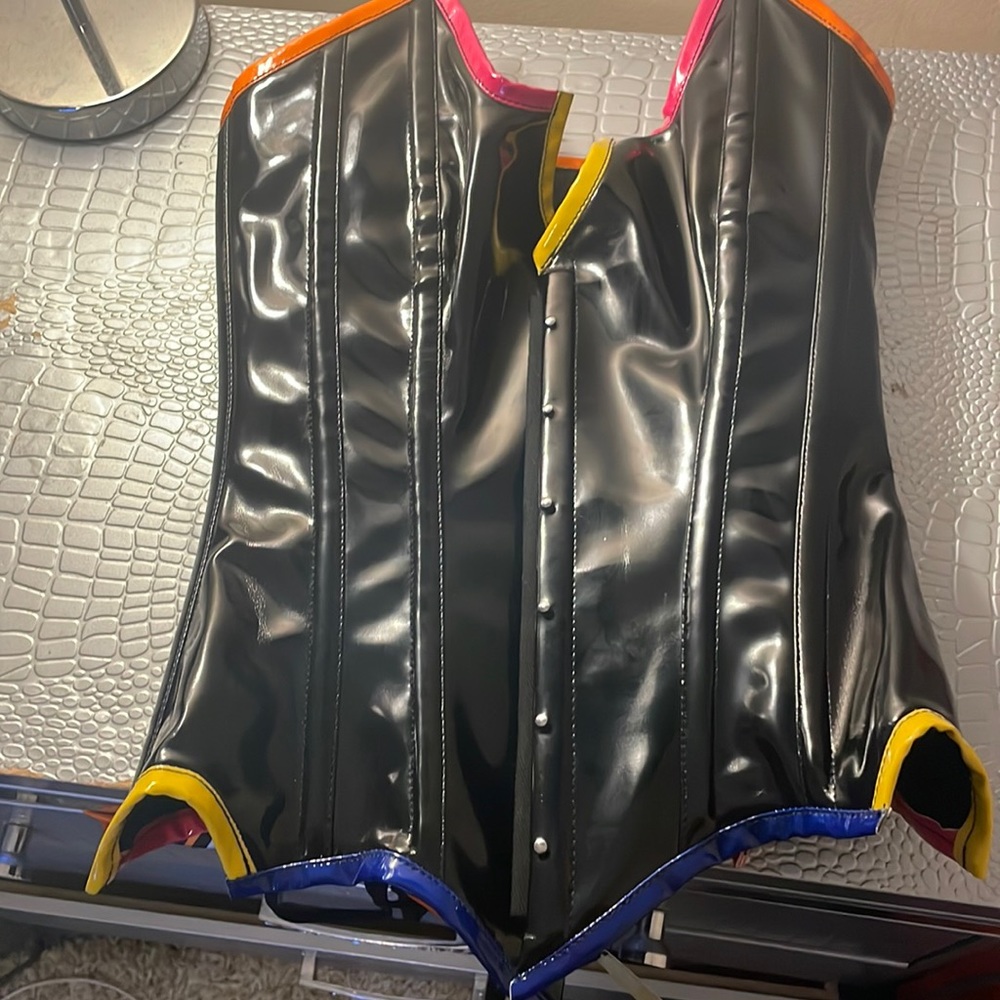 Patent leather corset